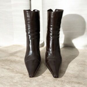 Jimmy Choo Dark Brown Leather Heeled Boots